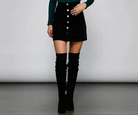 Endless Chic Button Down Corduroy Mini Skirt