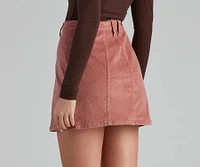 Endless Chic Button Down Corduroy Mini Skirt