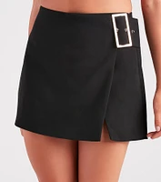 Wrapped Chic Style Twill Mini Skirt