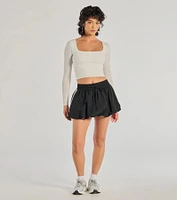 Sporty Spice High-Rise Striped Bubble Skirt