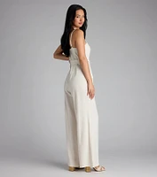 Stylish The Sunshine Linen Cargo Jumpsuit