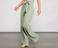 High Waist Tie Linen Pants