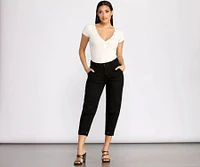 High Rise Relaxed Fit Tapered Pants