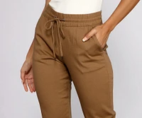 Basic High Waist Twill Joggers