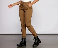 Basic High Waist Twill Joggers