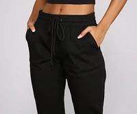 Basic High Waist Twill Joggers