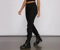 Basic High Waist Twill Joggers