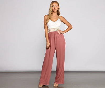 Timeless Beauty Crochet And Gauze Jumpsuit