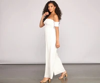 Vacay Bound Off The Shoulder Smocked Jumpsuit