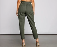 Trendy And Tapered High Waist Paperbag Pants
