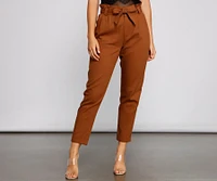 Trendy And Tapered High Waist Paperbag Pants