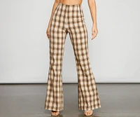 Bring The Flare Plaid Pants