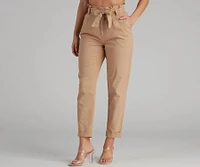 Trendy And Tapered High Waist Paperbag Pants