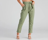 Trendy And Tapered High Waist Paperbag Pants