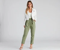 Trendy And Tapered High Waist Paperbag Pants