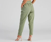 Trendy And Tapered High Waist Paperbag Pants