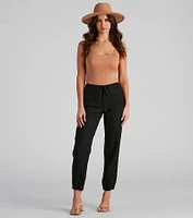 Seashore Stroll Drawstring Linen Joggers