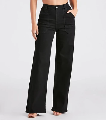 It's A Mood Wide Leg Twill Denim Pants