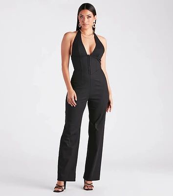 Ready One Halter Corset Wide-Leg Jumpsuit