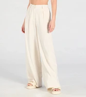 Beachy Chic Wide-Leg Trouser Pants With Linen