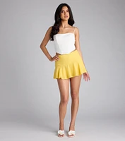 Give Trendy Vibes High-Rise Button Mini Skort