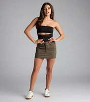 Trendsetter Mid-Rise Belted Twill Skort
