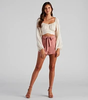 High Waist Linen Shorts
