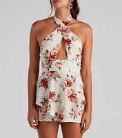 Love Me Floral Crepe Skort Romper