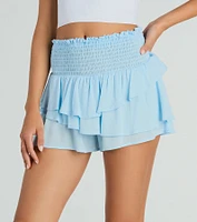 Cheers To Sunshine Smock High Waist Ruffled Shorts