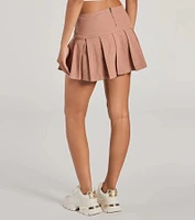 Practical Charm High Rise Zipper Pleated Denim Skort