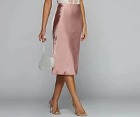 Midi Ground Satin Skirt