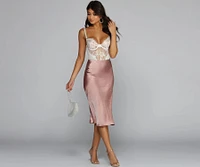 Midi Ground Satin Skirt