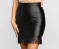 Faux Leather Fringe Mini Skirt