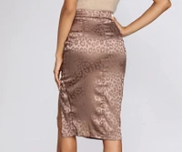 Divine Leopard Satin Midi Skirt