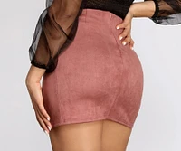 Wrapped Suede Mini Skirt