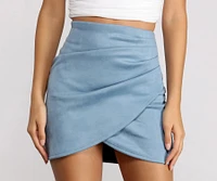 Wrapped Suede Mini Skirt