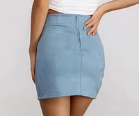 Wrapped Suede Mini Skirt