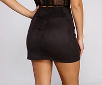 Wrapped Suede Mini Skirt
