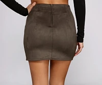 Wrapped Suede Mini Skirt