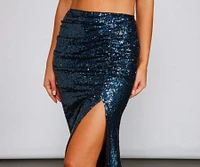 Stunning Sea Princess Sequin Maxi Skirt
