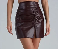Perfect Ruche Slit Mini Skirt
