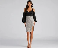 Chic And Sassy Snake Print Midi Skirt