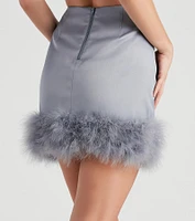 Fab Sass Marabou Trim Mini Skirt