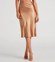 Silky-Chic Satin Midi Skirt