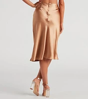 Silky-Chic Satin Midi Skirt
