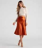 Silky-Chic Satin Midi Skirt