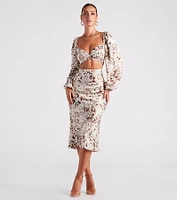 Fly By Satin Butterfly Midi Skirt