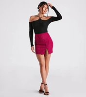 Fashionista High Waist Faux Suede Mini Skirt