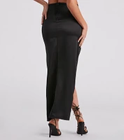 Wrapped Chic Vibes Satin Maxi Skirt