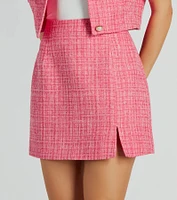 Fabulous By The Second Tweed Plaid Mini Skirt